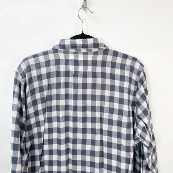 Life is Good XL Womens Gray White Plaid Check Button-Front Shirt Top - Picture 8 of 9